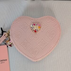 Juicy Couture Pink Clay Heart Coin Pouch Wristlet NWT